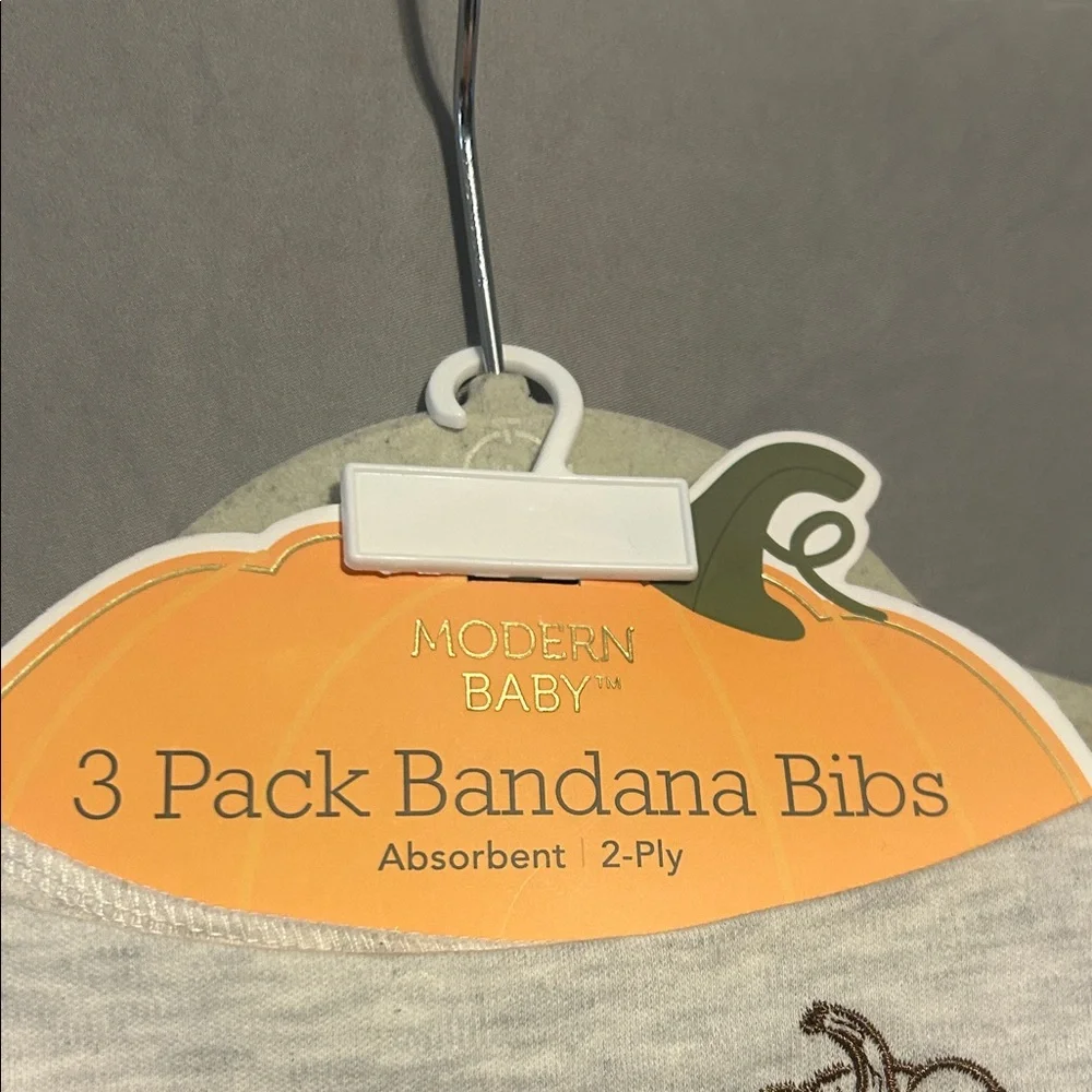 Little Pumpkin Bandana Bibs - Gray(w/ embroidery), Yellow (Plaid) and Orange